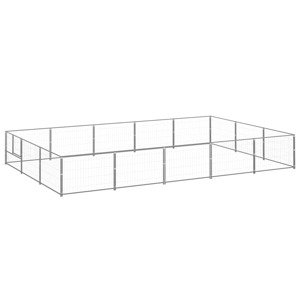 vidaXL Koterec pre psy strieborný 15 m² oceľ