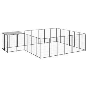 vidaXL Koterec pre psy čierny 12,1 m² oceľ