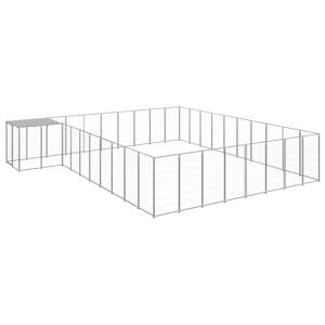 vidaXL Koterec pre psy strieborný 25,41 m² oceľ