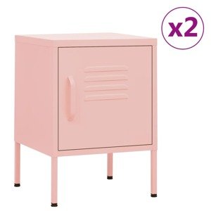 vidaXL Nočné stolíky 2 ks ružové 35x35x51 cm oceľ