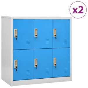 vidaXL Uzamykacie skrinky 2 ks bledosivé a modré 90x45x92,5 cm oceľové