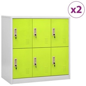 vidaXL Uzamykacie skrinky 2 ks bledosivé a zelené 90x45x92,5 cm oceľové