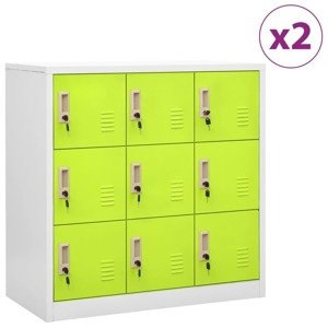 vidaXL Uzamykacie skrinky 2 ks bledosivé a zelené 90x45x92,5 cm oceľové