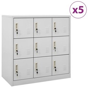 vidaXL Uzamykacie skrinky 5 ks bledosivé a modré 90x45x92,5 cm oceľové