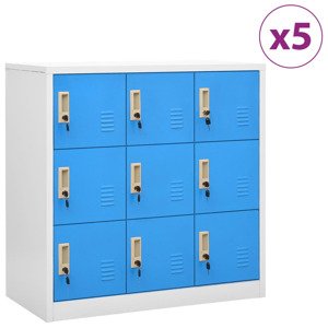 vidaXL Uzamykacie skrinky 5 ks bledosivé a modré 90x45x92,5 cm oceľové