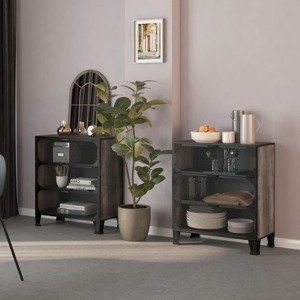 vidaXL Úložné skrinky 2 ks sivé 72x36x82 cm kov a MDF