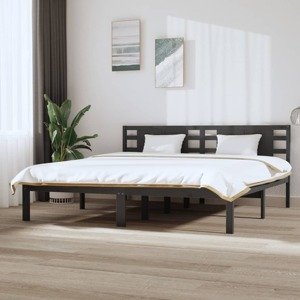 vidaXL Posteľný rám sivý borovicový masív 200x200 cm