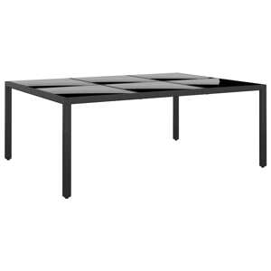 vidaXL Záhradný stôl 200x150x75 cm tvrdené sklo a polyratan čierny