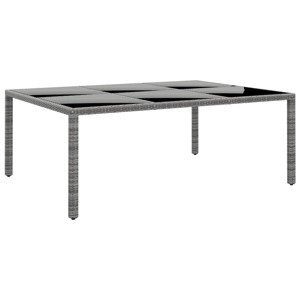 vidaXL Záhradný stôl 200x150x75 cm tvrdené sklo a polyratan sivý