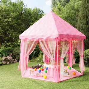 vidaXL Stan na hranie pre princezné s 250 loptičkami ružový 133x140 cm