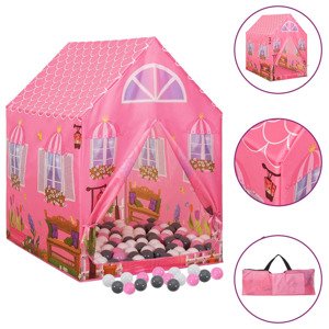 vidaXL Detský stan na hranie s 250 loptičkami ružový 69x94x104 cm