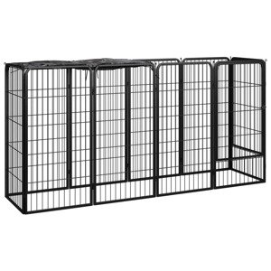 vidaXL Ohrádka pre psov 10 panelov čierna 50x100 cm práškovaná oceľ