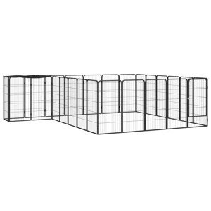 vidaXL Ohrádka pre psov 26 panelov čierna 50x100 cm práškovaná oceľ