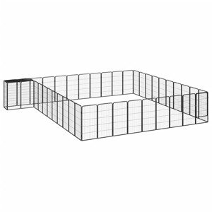 vidaXL Ohrádka pre psov 42 panelov čierna 50x100 cm práškovaná oceľ