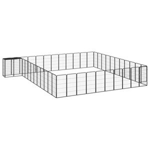 vidaXL Ohrádka pre psov 46 panelov čierna 50x100 cm práškovaná oceľ