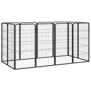 vidaXL Ohrádka pre psov 12 panelov čierna 50x100 cm práškovaná oceľ