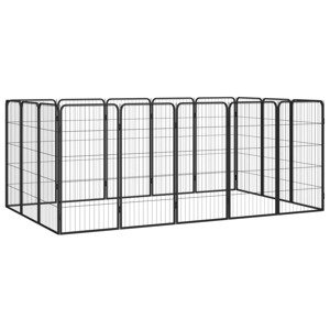 vidaXL Ohrádka pre psov 16 panelov čierna 50x100 cm práškovaná oceľ