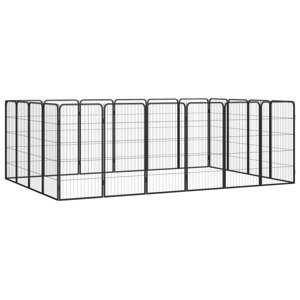 vidaXL Ohrádka pre psov 20 panelov čierna 50x100 cm práškovaná oceľ