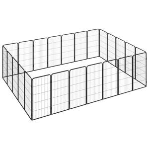 vidaXL Ohrádka pre psov 24 panelov čierna 50x100 cm práškovaná oceľ