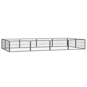 vidaXL Ohrádka pre psov 12 panelov čierna 100x50 cm práškovaná oceľ