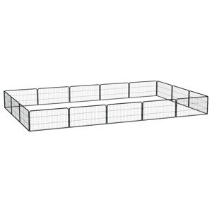 vidaXL Ohrádka pre psov 16 panelov čierna 100x50 cm práškovaná oceľ