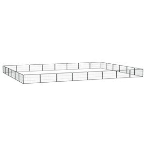 vidaXL Ohrádka pre psov 28 panelov čierna 100x50 cm práškovaná oceľ