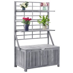 vidaXL Úložný box s mriežkou sivý 99x55x160 cm akáciový masív