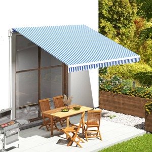 vidaXL Náhradná látka na markízu modro-biela 4x3,5 m