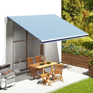 vidaXL Náhradná látka na markízu modro-biela 4,5x3,5 m