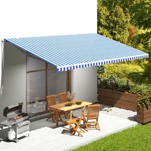 vidaXL Náhradná látka na markízu modro-biela 6x3,5 m