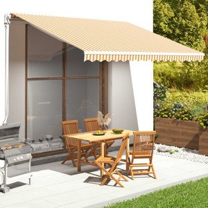 vidaXL Náhradná látka na markízu žlto-biela 4,5x3,5 m