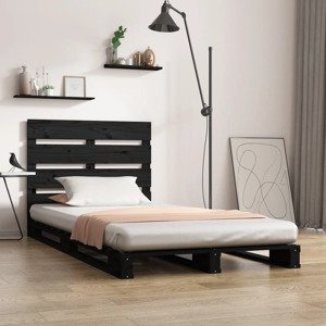 vidaXL Posteľný rám čierny 75x190 cm borovicový masív malé jednolôžko
