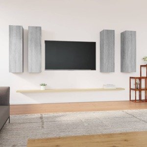 vidaXL TV skrinky 4 ks sivé sonoma 30,5x30x110 cm spracované drevo