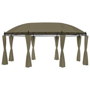 vidaXL Altánok so závesmi 520x349x255 cm, sivohnedý 180 g/m²
