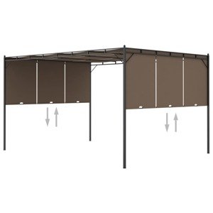 vidaXL Záhradný altánok s bočným závesom sivohnedý 4x3x2,25 m
