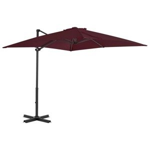 vidaXL Závesný slnečník s hliníkovou tyčou bordovo-červený 250x250 cm