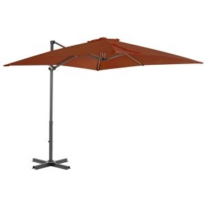vidaXL Závesný slnečník s hliníkovou tyčou 250 x250 cm tehlovočervený