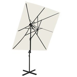 vidaXL Závesný slnečník s dvojitou strieškou pieskový 250x250 cm