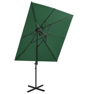 vidaXL Závesný slnečník s dvojitou strieškou zelený 250x250 cm
