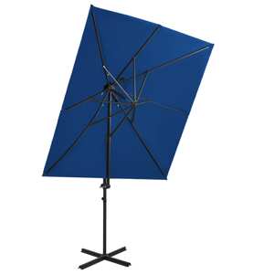vidaXL Závesný slnečník s dvojitou strieškou azúrovo-modrý 250x250 cm