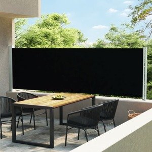 vidaXL Zaťahovacia bočná markíza na terasu 140x600 cm, čierna