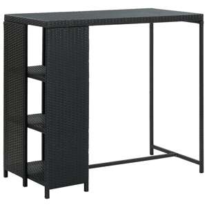 vidaXL Barový stolík s úložným regálom čierny 120x60x110 cm polyratan