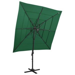 vidaXL 4-stupňový slnečník s hliníkovou tyčou zelený 250x250 cm