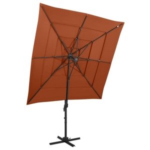 vidaXL 4-stupňový slnečník s hliníkovou tyčou tehlovočervený 250x250cm
