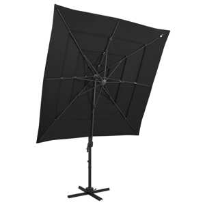 vidaXL 4-stupňový slnečník s hliníkovou tyčou čierny 250x250 cm