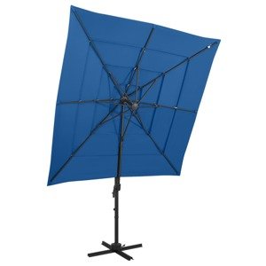 vidaXL 4-stupňový slnečník s hliníkovou tyčou azúrovo-modrý 250x250 cm