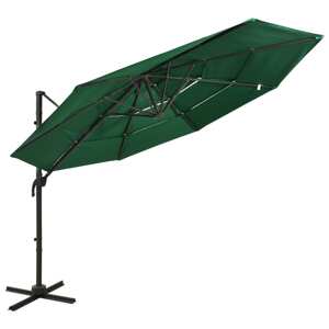 vidaXL 4-stupňový slnečník s hliníkovou tyčou zelený 3x3 m