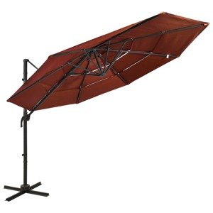 vidaXL 4-stupňový slnečník s hliníkovou tyčou terakotový 3x3 m