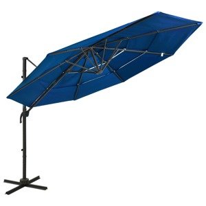 vidaXL 4-stupňový slnečník s hliníkovou tyčou azúrovo-modrý 3x3 m