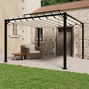 vidaXL Altánok so žalúziovou strechou 3x3 m krémový látka a hliník